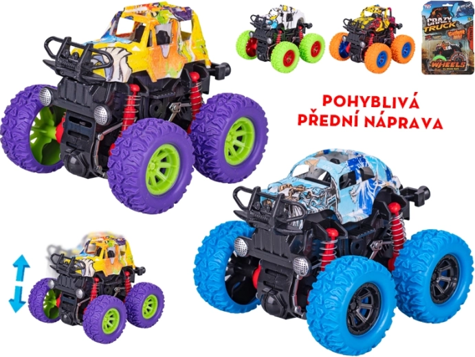 Monster truck Crazy Truck na zotrvačník 9 cm