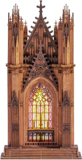 RoboTime Rolife 3D drevená skladačka gotická katedrála Twin Tower s LED
