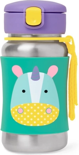 Skip Hop Zoo nerezová fľaša so slamkou Jednorožec
