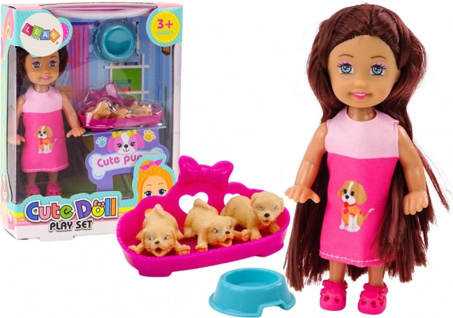 Mini bábika Šaty s dlhými vlasmi Three Dog Lair