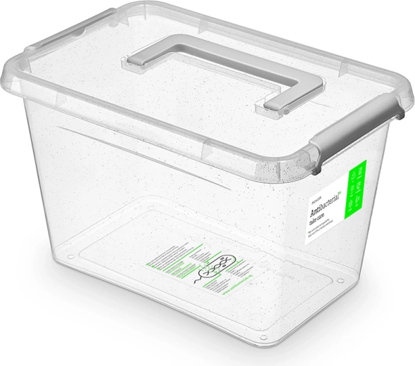 Antibakteriálny úložný box s vekom a rukoväťou 6,5 l (29 × 20 × 18 cm)