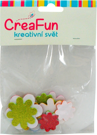 Kvety z EVA peny s trblietkami, 15 ks