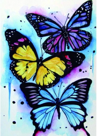 Diamantové maľovanie – farebné motýle 30 × 40 cm