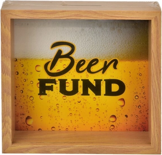 Drevená pokladnička Beer Fund 20 × 5 × 20 cm