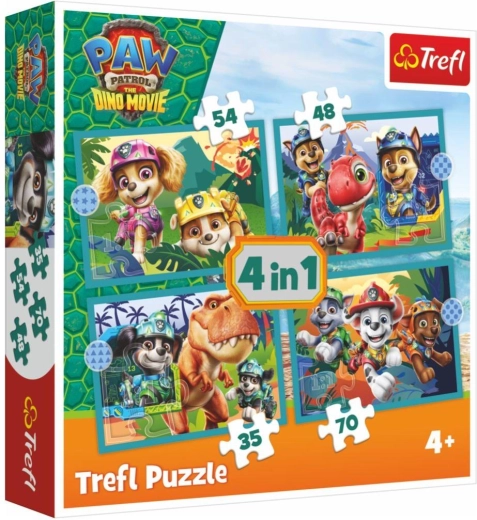 Puzzle 4 v 1 Labková patrola (Paw Patrol) Dino Movie – príbehy z ostrova dinosaurov