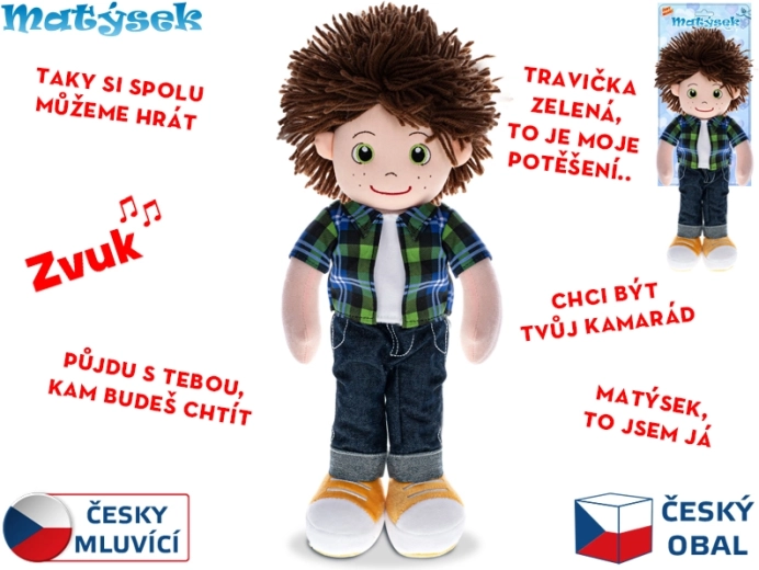 Interaktívny panáčik Matýsek – hovorí po česky, plyšový, 37 cm