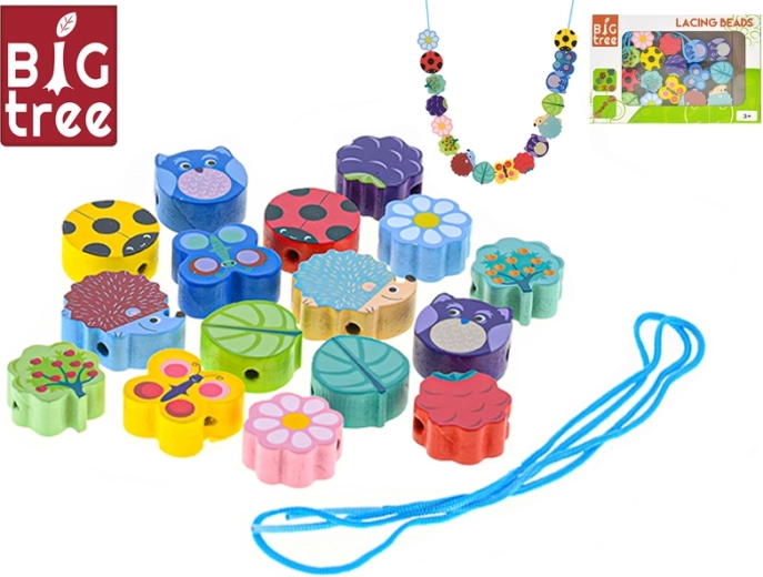 Drevené navliekacie korálky Big Tree – sada 17 dielikov