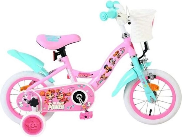 Detský bicykel Paw Patrol 12" pre dievčatá s pomocnými kolieskami a košíkom