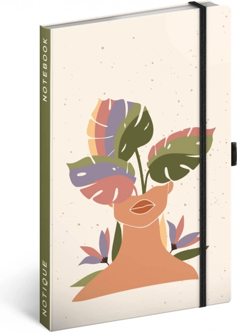 Poznámkový blok NOTIQUE Monstera, linajkový, 13 × 21 cm