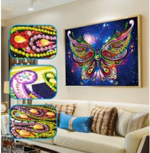 Diamantové vyšívanie (diamond painting) motýľ 30 × 40 cm - 1 kus