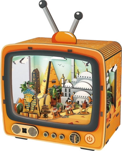 2Kids Toys 3D drevená skladačka retro TV s egyptskou scénou