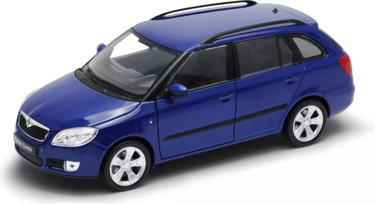 Welly Škoda Fabia Combi II 2009 modrá – kovový model auta 1:24