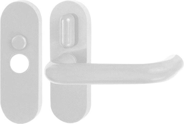 Interiérová dverná kľučka s páčkou, biela plastová
