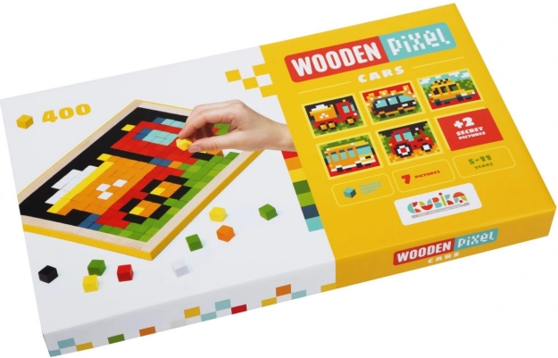 CUBIKA 14903 Pixel IV autá - drevená mozaika 400 kociek a 7 predlôh