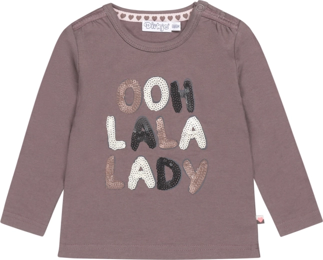 Dievčenské tričko Dirkje s dlhým rukávom ooh la la lady sivohnedé