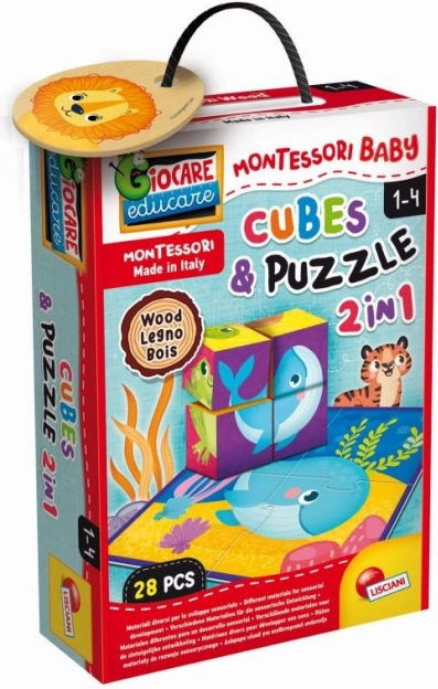 Montessori drevené kocky a puzzle so zvieratkami