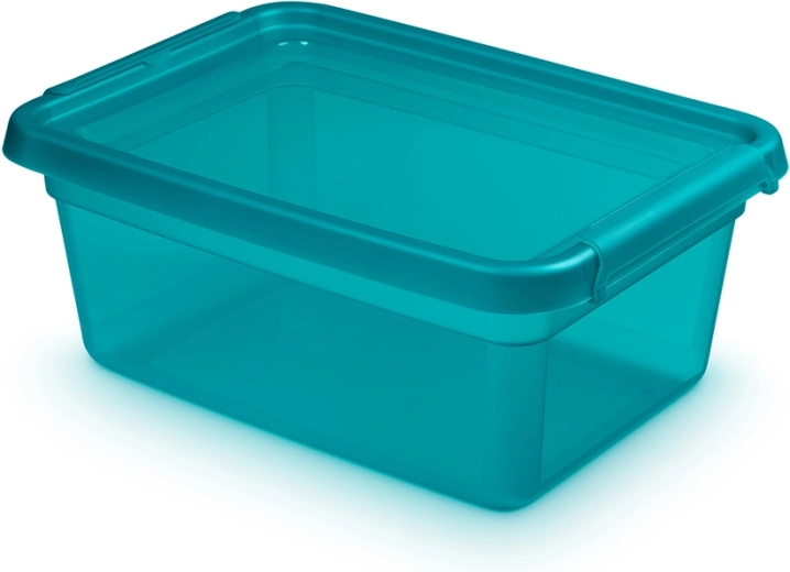 Basestore úložný plastový box s vekom a klipsami Ocean 12,5 l (28 × 38 × 16 cm)