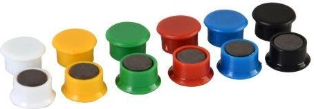 Farebné magnety 13 mm, mix farieb, 14 ks