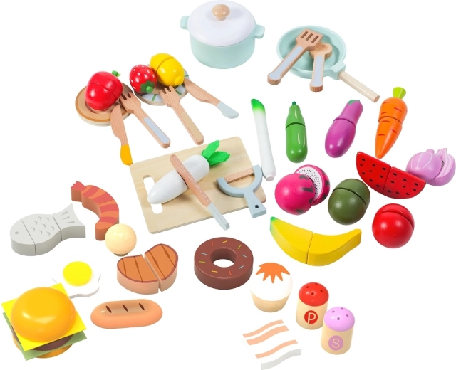 2Kids Toys drevená sada potravín do detskej kuchynky (42 dielov)