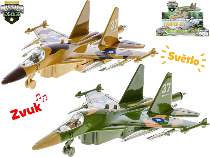 Mission Control vojenské lietadlo 19 cm so spätným chodom, svetlom a zvukom