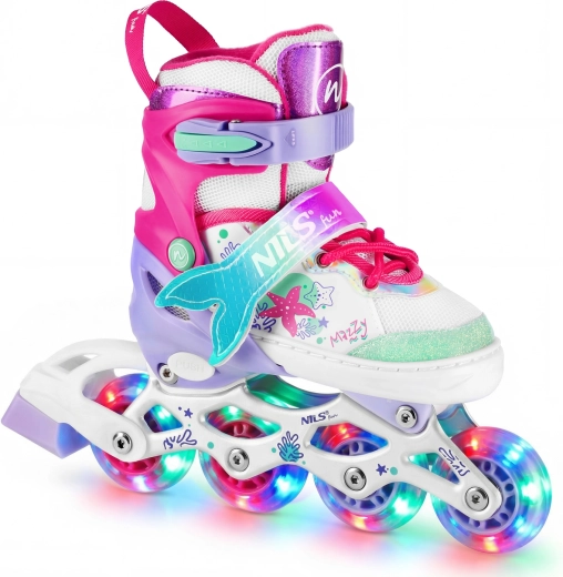 Detské korčule 4v1 s LED kolieskami NILS Fun Mazzy – S (31–34)
