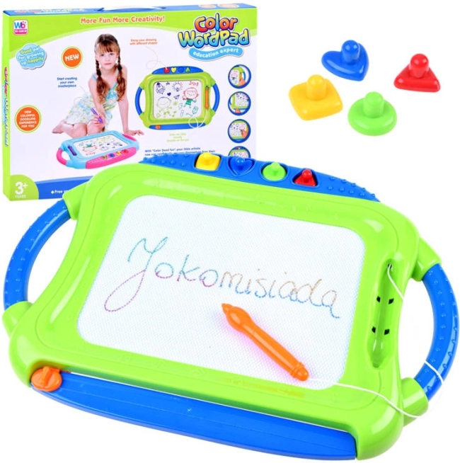 Farebná magnetická kresliaca tabuľa s pečiatkami – Znikopis