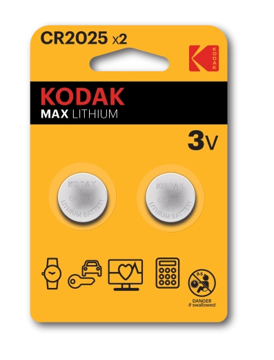 Lítiové gombíkové batérie KODAK CR2025 3 V, 2 ks