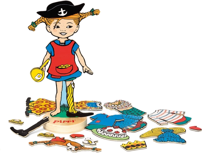 Drevená obliekacia bábika Pippi Dlhá pančucha
