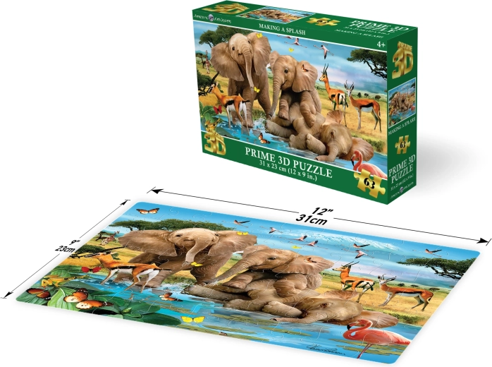 3D puzzle sloníčatá 63 dielikov
