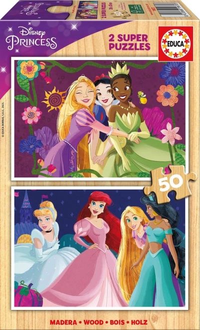 Drevené puzzle DISNEY princezné 2×50 dielikov