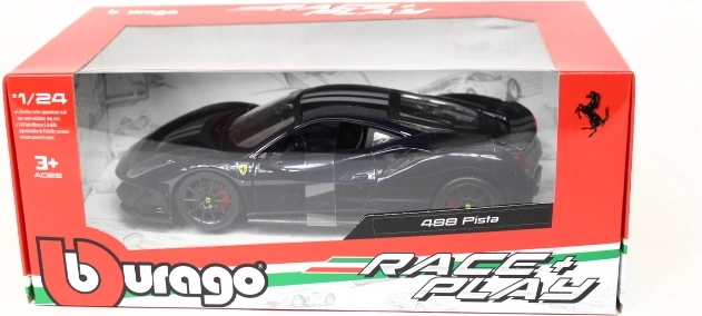 Bburago Ferrari 488 Pista modrá so striebornými pruhmi 1:24