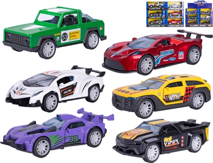 Kovové závodné autíčko 13 cm so spätným chodom