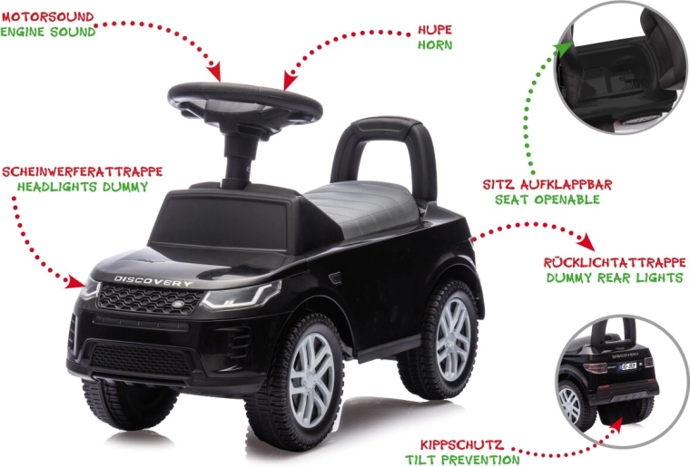 Detské odrážadlo a chodítko Land Rover Discovery čierne 2 v 1