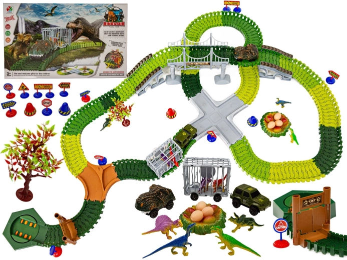 Veľká pretekárska autodráha dinosauří park 240 dielikov