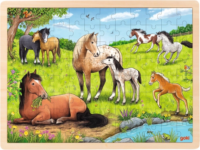 Drevené puzzle Leto na konskej lúke - 1 kus