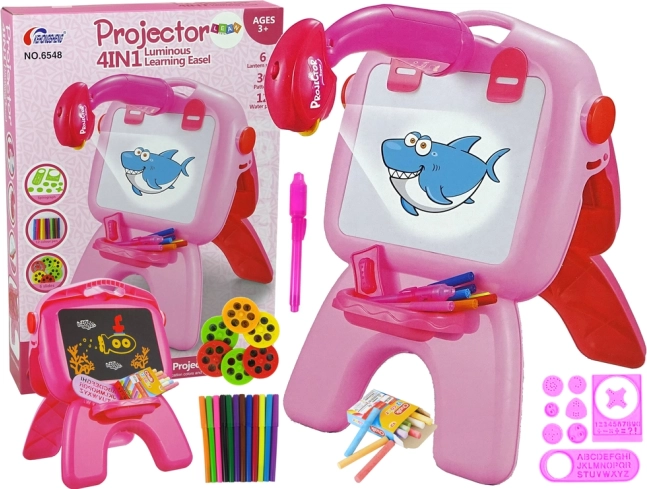 Obojstranná kresliaca tabuľa s projektorom – ružová