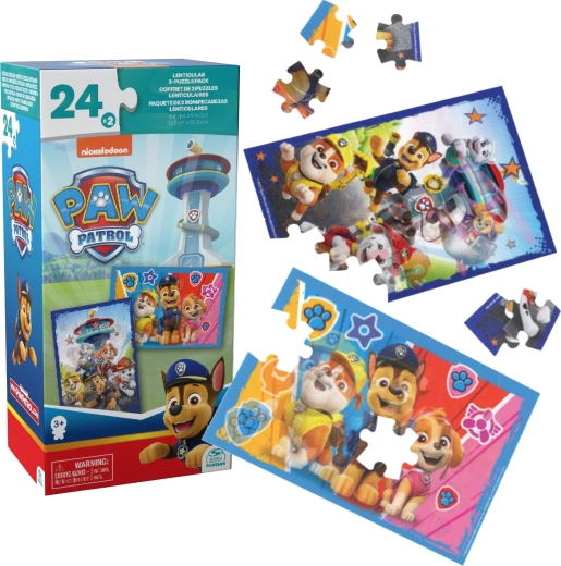 Puzzle PAW PATROL 3D lentikulárne – sada 2 obrázkov, 24 dielikov