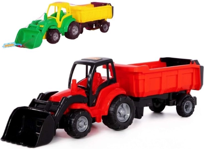 Detský traktor Šampión s lopatou a prívesom