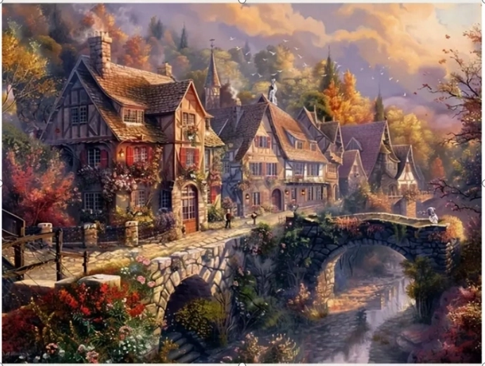 Norimpex maľovanie podľa čísel Horské mestečko pri vode 40 × 50 cm