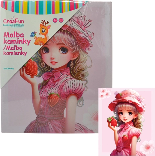 Diamantové maľovanie – jahodová bábika 25 × 30 cm