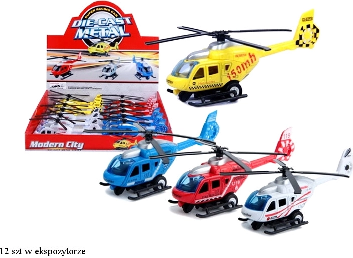 Kovová ťahacia helikoptéra s pohonom pull-back