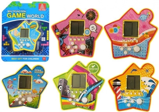 Vrecková elektronická hra Tetris v tvare hviezdy – žltá