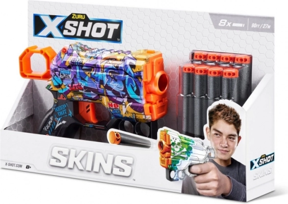 X-Shot Skins Menace blaster – vzor D (8 penových šípok)
