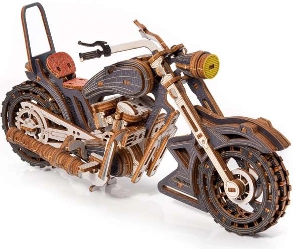 Little Story 3D drevená skladačka motocykel Yankee Chopper sivý