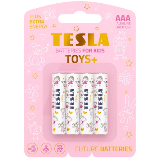 Alkalické batérie AAA TESLA Toys+ Girl, 4 ks