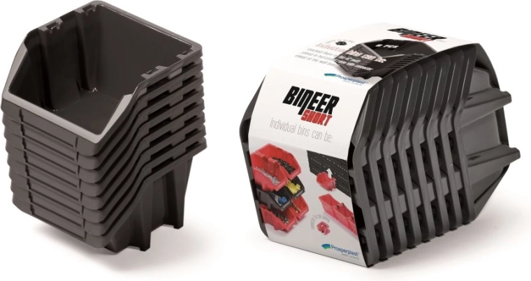 Súprava úložných boxov Bineer Short, 8 ks, 206 × 118 × 144 mm, čierna