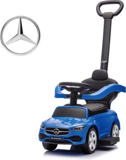 Milly Mally odrážadlo s vodiacou rukoväťou Mercedes-Benz C-Class Deluxe modré