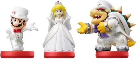Amiibo figúrky Super Mario – svadobný set Mario, Peach a Bowser (3 ks)