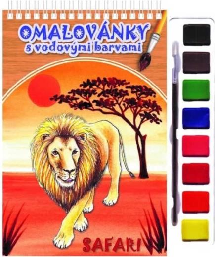 Akim omaľovánky s vodovými farbami a štetcom – zvieratká safari