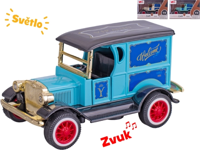 Auto oldtimer kovový model 11 cm so svetlami a zvukmi